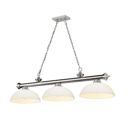 Z-Lite Cordon 3 Light Billiard, Brushed Nickel & Matte Opal 2306-3BN-DMO14